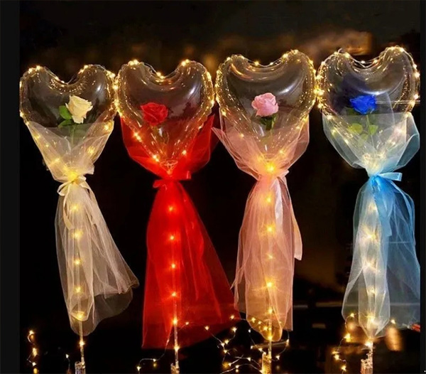 Bộ hoa hồng bong bóng Bobo hình trái tim